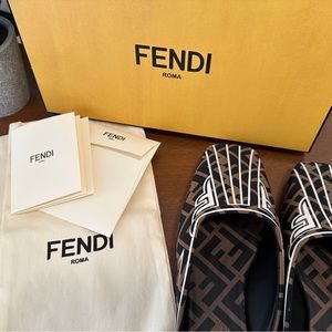 Fendi FF print flat slipper mules